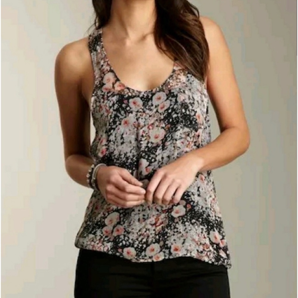 Joie Watercolor Sabine Silk Tank in Gray